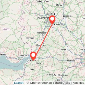 Solihull Bristol bus map