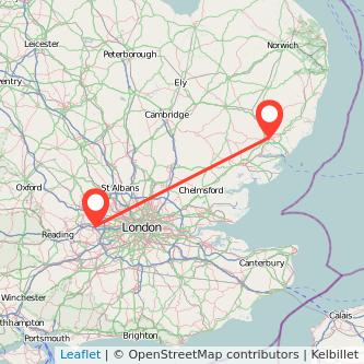 Slough Ipswich bus map