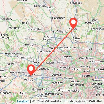 Slough Hatfield train map