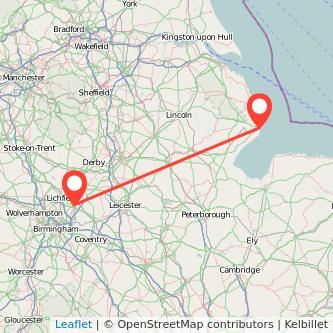 Skegness Tamworth train map