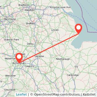 Skegness Birmingham bus map