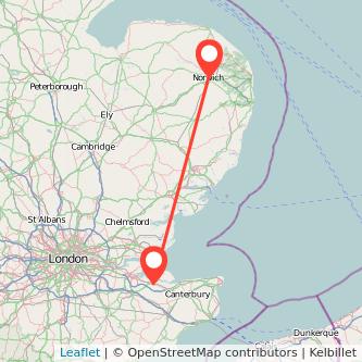 Sittingbourne Norwich train map