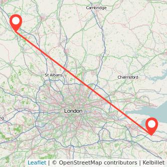 Sittingbourne Milton Keynes train map