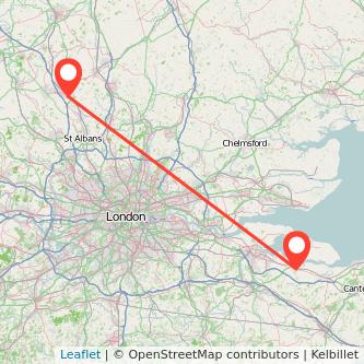 Sittingbourne Luton train map