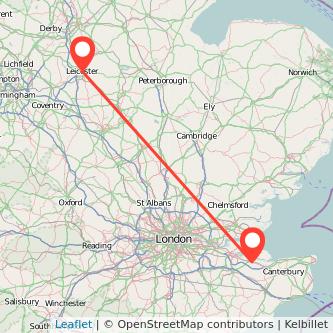 Sittingbourne Leicester train map