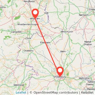 Shrewsbury Wrexham train map