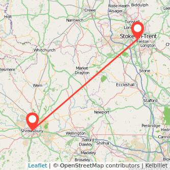 Shrewsbury Stoke-on-Trent bus map