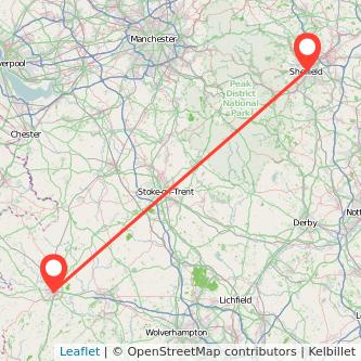 Shrewsbury Sheffield train map