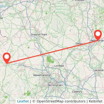 Shrewsbury Nottingham train map