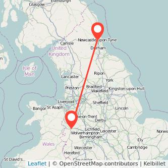 Shrewsbury Newcastle upon Tyne train map