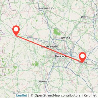 Shrewsbury Coventry train map