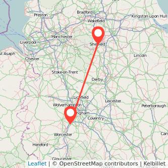 Sheffield Bromsgrove train map