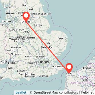 Sheffield Calais bus map