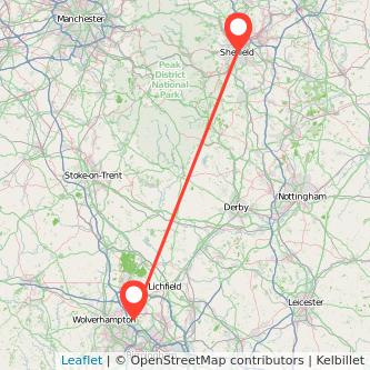 Sheffield Walsall train map