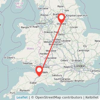 Sheffield Taunton train map