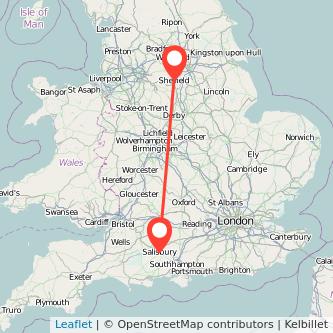 Sheffield Salisbury bus map