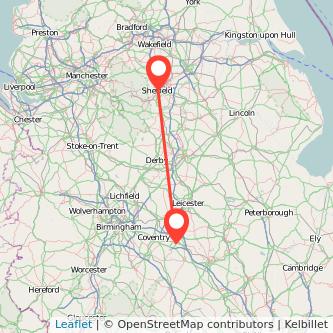 Sheffield Rugby train map