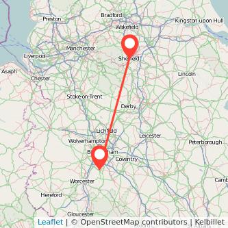 Sheffield Redditch train map