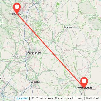 Sheffield Peterborough train map