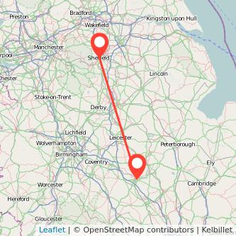 Sheffield Northampton bus map