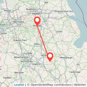 Sheffield Market Harborough train map