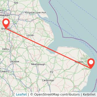 Sheffield Lowestoft bus map