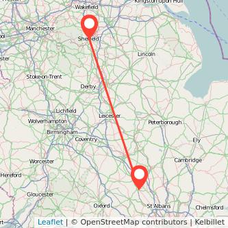 Sheffield Leighton Buzzard train map