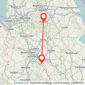 Sheffield Leamington train map