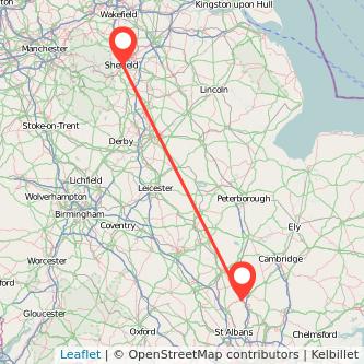 Sheffield Hitchin bus map