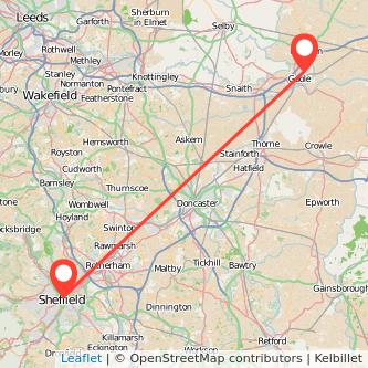 Sheffield Goole train map