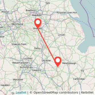 Sheffield Corby train map