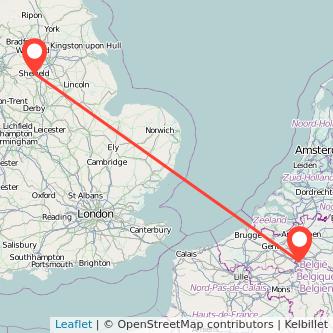 Sheffield Brussels train map