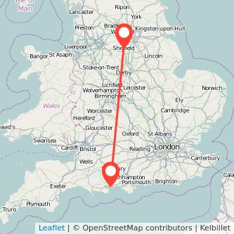 Sheffield Bournemouth train map