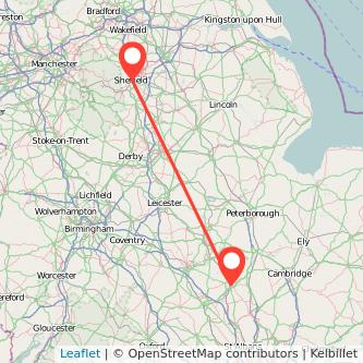 Sheffield Bedford train map