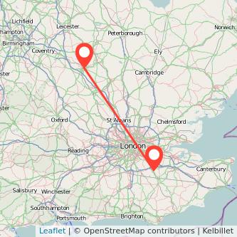 Sevenoaks Northampton train map