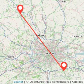 Sevenoaks Milton Keynes train map