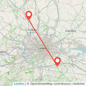 Sevenoaks Luton train map