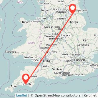 Scunthorpe Plymouth train map