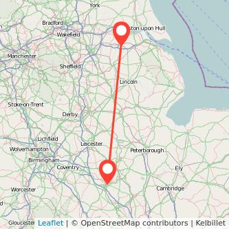 Scunthorpe Northampton train map