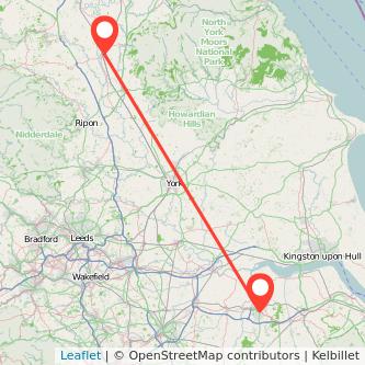 Scunthorpe Northallerton train map