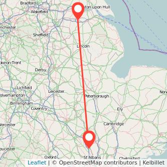 Scunthorpe Luton train map