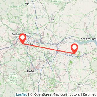Scunthorpe Dewsbury train map