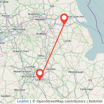 Scunthorpe Coventry train map