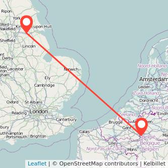 Scunthorpe Brussels bus map