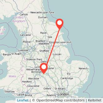 Scarborough Coventry train map