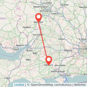 Salisbury Worcester train map