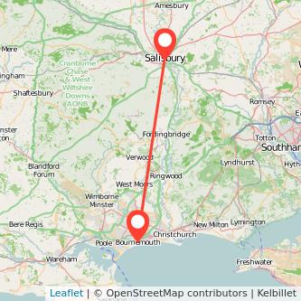 Salisbury Bournemouth bus map