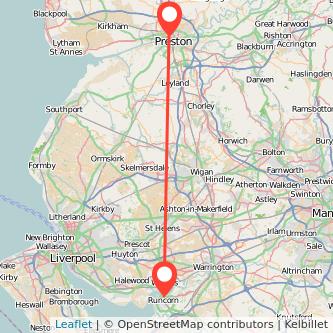 Runcorn Preston bus map