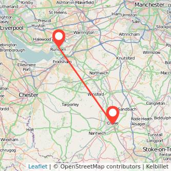 Runcorn Crewe train map