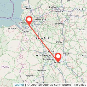 Runcorn Coventry bus map